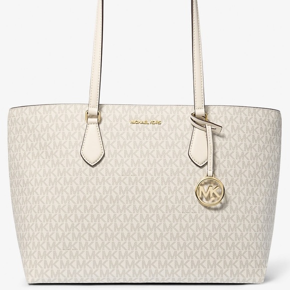 Michael Kors Sheila Large Signature Logo Tote Bag Light Cream Multi - Picture 1 of 4